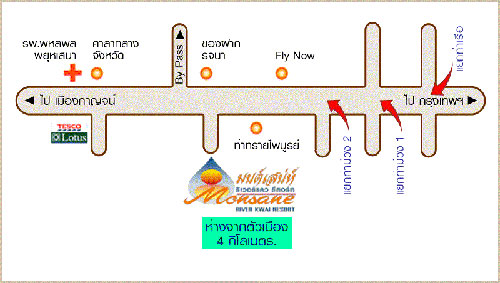 Map of Monsane River Kwai Resort - แผนที่มนต์เสน่ห์