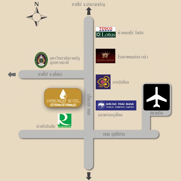 แผนที่ การเดินทางไป โรงแรมปทุมรัตน์