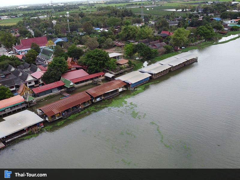 ภาพมุมสูง ตลาดน้ำวัดลำพญา