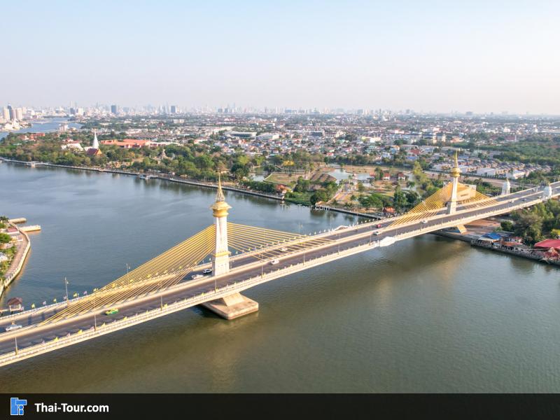 ภาพมุมสูง สะพานมหาเจษฎาบดินทรานุสรณ์