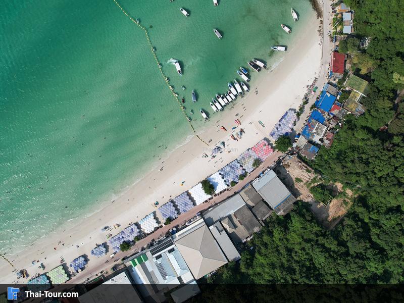 ภาพมุมสูง หาดตาแหวน เกาะล้าน พัทยา