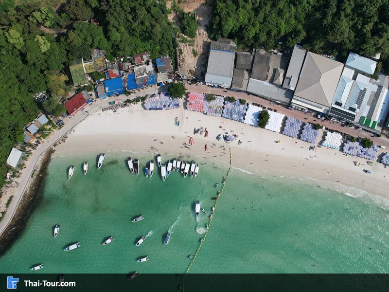 ภาพมุมสูง หาดตาแหวน เกาะล้าน พัทยา