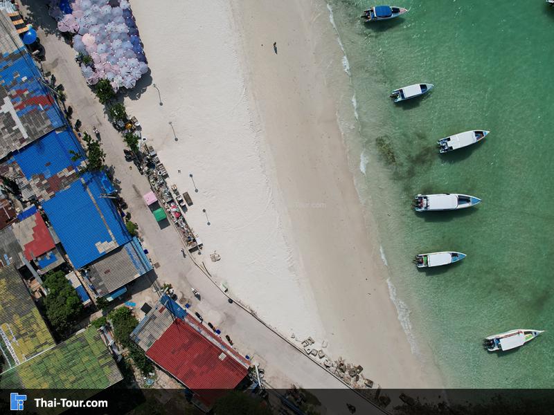 ภาพมุมสูง หาดตาแหวน เกาะล้าน พัทยา